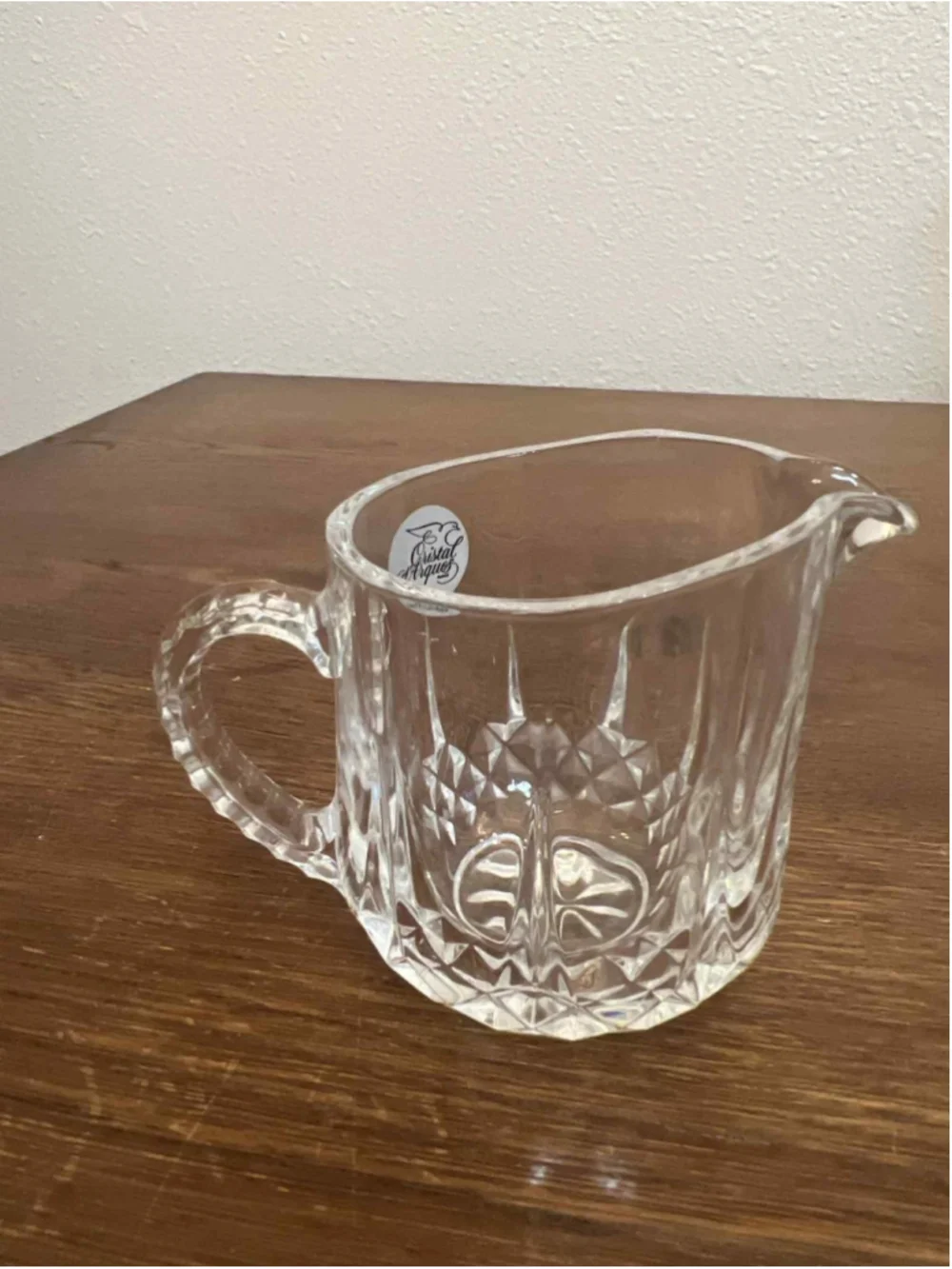 Cristal d’Arques France Lead Crystal Creamer 24% PbO Vintage Cut Glass Pitcher